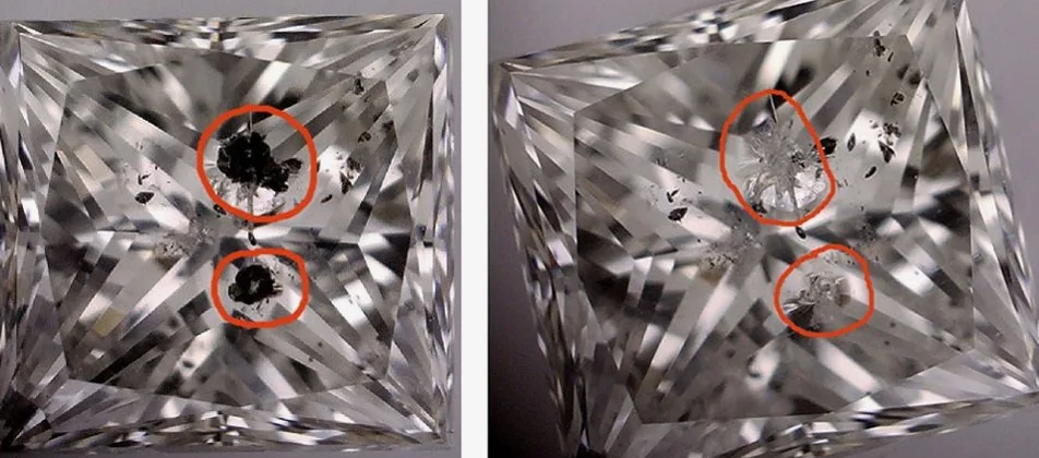 Пятна, влияющие на чистоту бриллиантов: